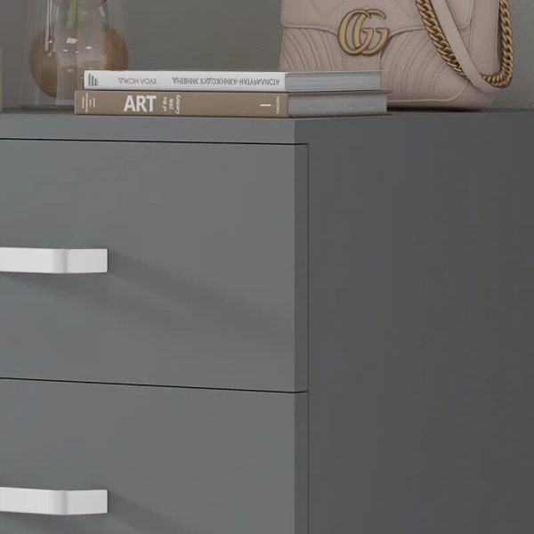 5 Drawer Chest of Drawers Matt Grey Bedroom Furniture metal drawer runners - Image 6