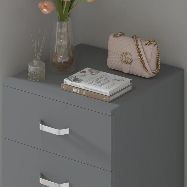 5 Drawer Chest of Drawers Matt Grey Bedroom Furniture metal drawer runners - Image 7