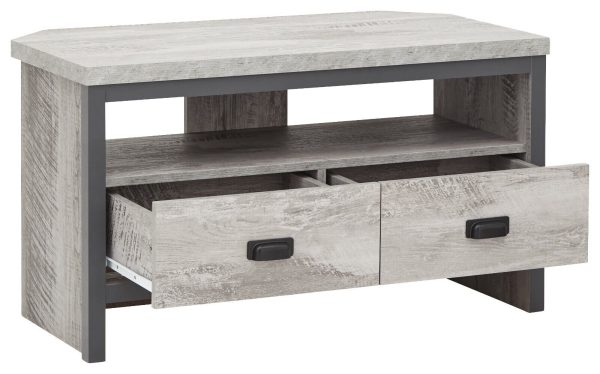 BOSTON 2 DRAWER CORNER MEDIA UNIT TV STAND GREY - Image 5