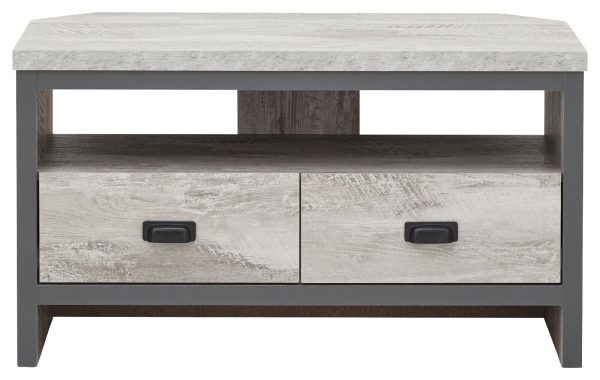 BOSTON 2 DRAWER CORNER MEDIA UNIT TV STAND GREY - Image 6