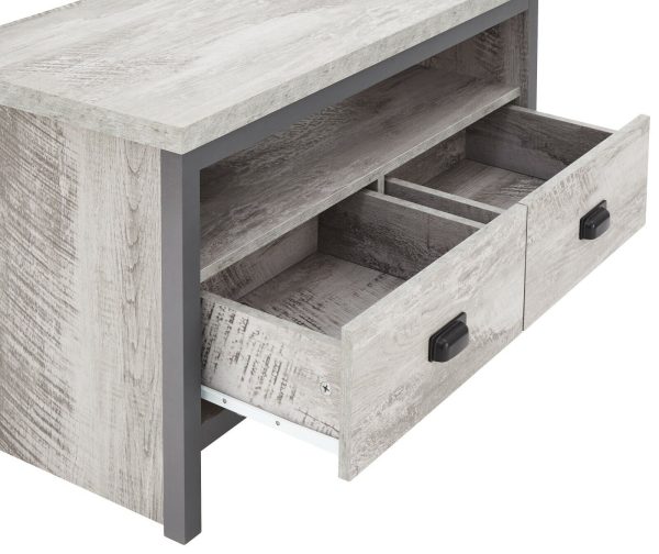 BOSTON 2 DRAWER CORNER MEDIA UNIT TV STAND GREY - Image 7