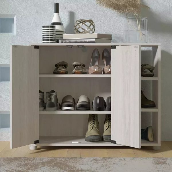 Bideford Compact Shoe Cabinet Warm Grey Oak 11 to 15 pairs