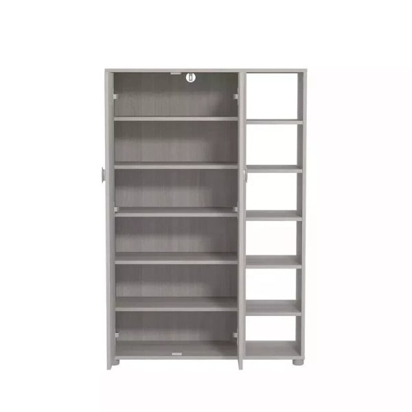 Bideford Tall Shoe Cabinet Warm Grey Oak Loads of storage - Image 3