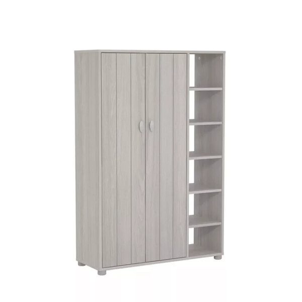 Bideford Tall Shoe Cabinet Warm Grey Oak Loads of storage - Image 6