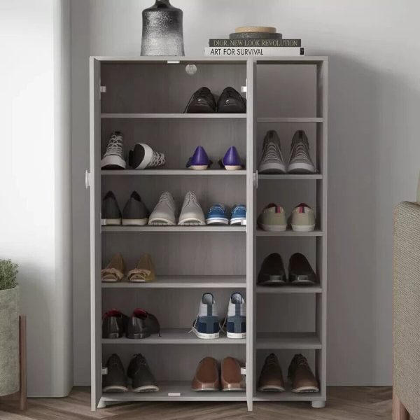 Bideford Tall Shoe Cabinet Warm Grey Oak Loads of storage