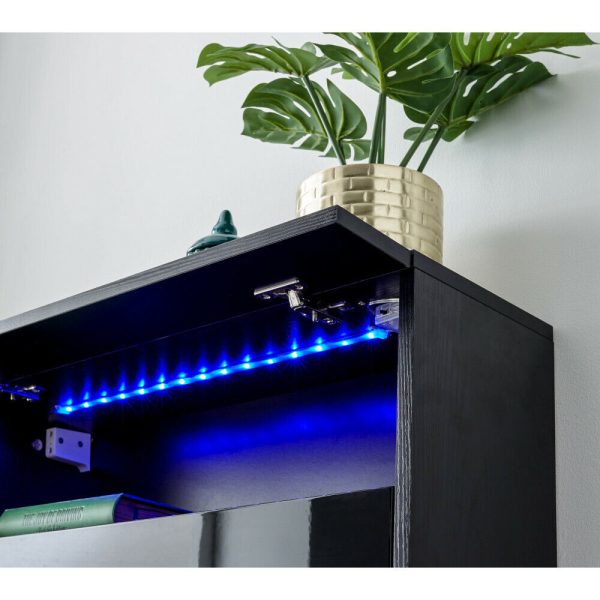 Black Galicia 2 Tier Shoe Storage Unit with Utility Shelf and Blue LED - Image 3