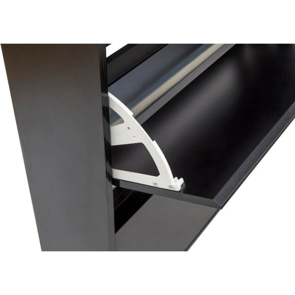 Black Galicia 2 Tier Shoe Storage Unit with Utility Shelf and Blue LED - Image 8