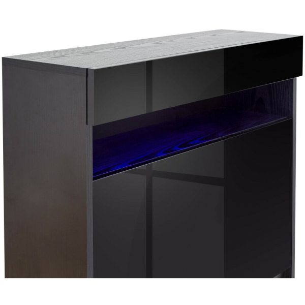 Black Galicia 2 Tier Shoe Storage Unit with Utility Shelf and Blue LED - Image 9