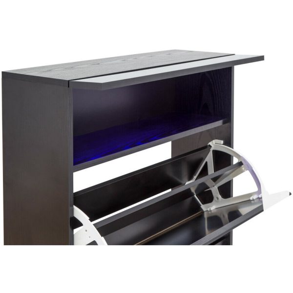 Black Galicia 2 Tier Shoe Storage Unit with Utility Shelf and Blue LED - Image 10