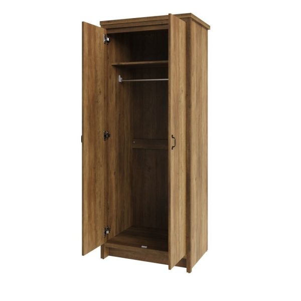 Boston 3 Piece Set 2 Door Wardrobe 4 drawer chest Bedside cab Knotty Oak Design - Image 5