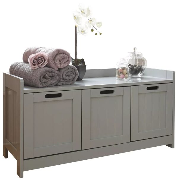 Colonial 3 Door Bathroom Tidy Storage Unit Grey - Image 3