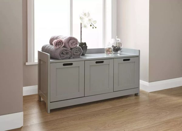 Colonial 3 Door Bathroom Tidy Storage Unit Grey - Image 6