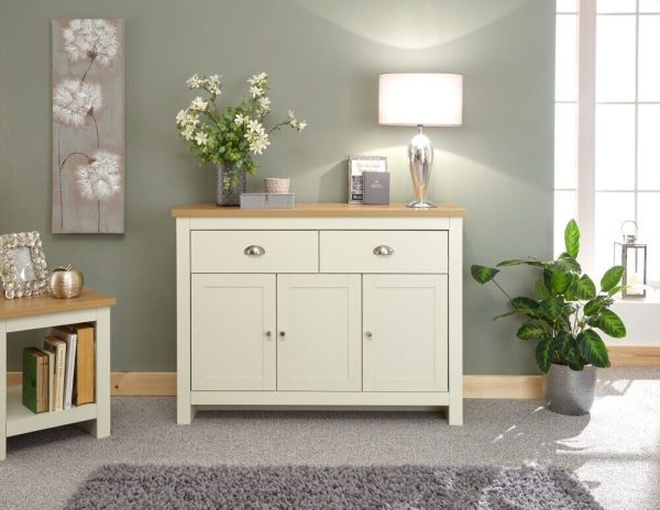 Cream and Oak 3 door 2 Drawer Large Sideboard Lancaster Range - Image 12