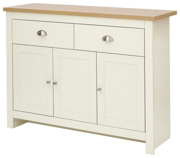 Cream and Oak 3 door 2 Drawer Large Sideboard Lancaster Range - Image 4