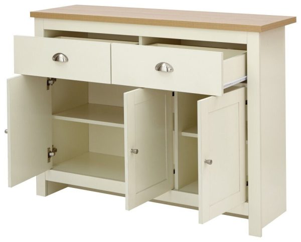 Cream and Oak 3 door 2 Drawer Large Sideboard Lancaster Range - Image 5