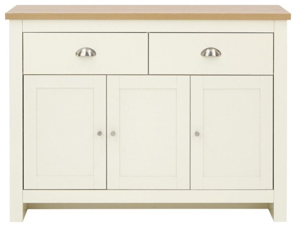 Cream and Oak 3 door 2 Drawer Large Sideboard Lancaster Range