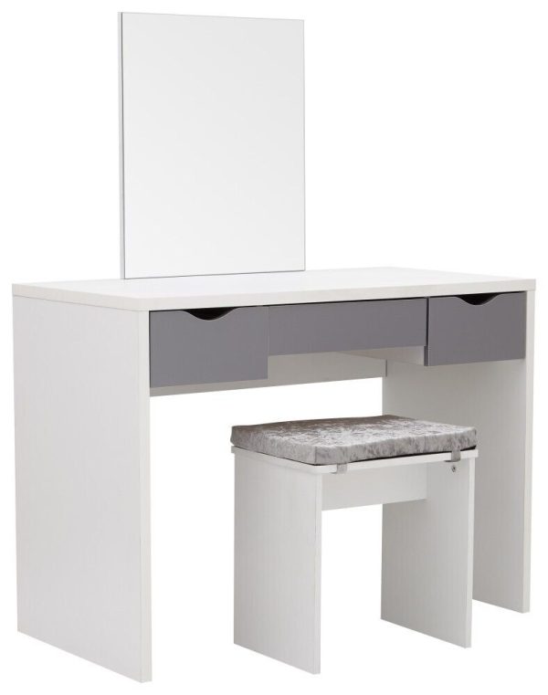 Dressing Table White and Grey 3 large drawers with mirror Elizabeth Dresser - Image 5