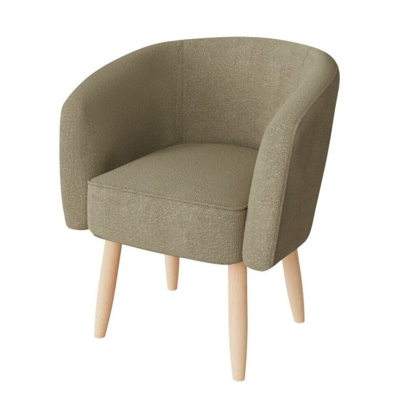 FLORENCE BOUCLE Armchair  Occasional Bedroom Chair Natural MUSHROOM