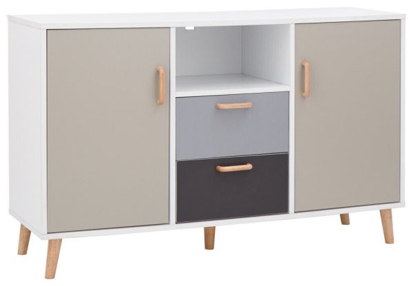 G DELTA TRENDY LARGE 2 DOOR 2 DRAWER SIDEBOARD WHITE & GREY MULTI TONE STORAGE - Image 4