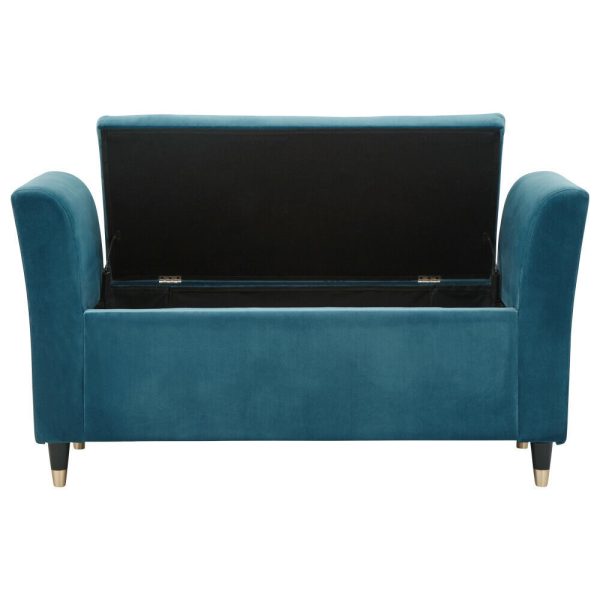 Genoa Window Seat Luxurious Teal Chenille Fabric - Image 5