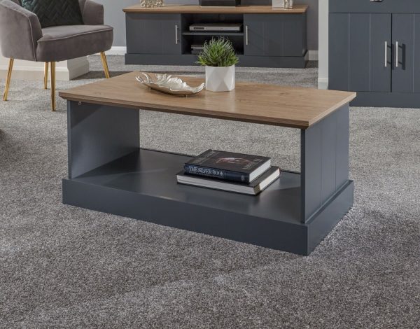 KENDAL COFFEE TABLE WITH SHELF SLATE BLUE