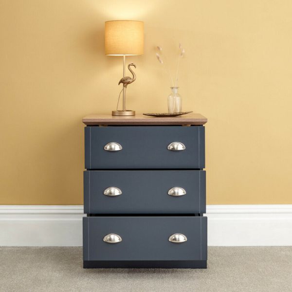 Kendal 3 Drawer Chest slate blue bedroom furniture - Image 3