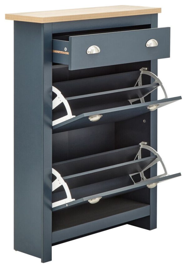 LANCASTER 2DR 1DRW SHOE CABINET SLATE BLUE - Image 3