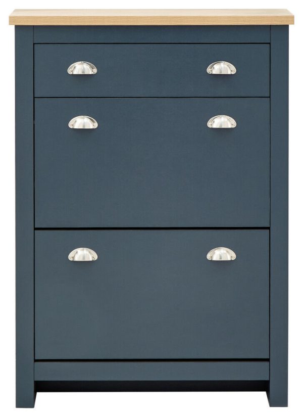 LANCASTER 2DR 1DRW SHOE CABINET SLATE BLUE - Image 4