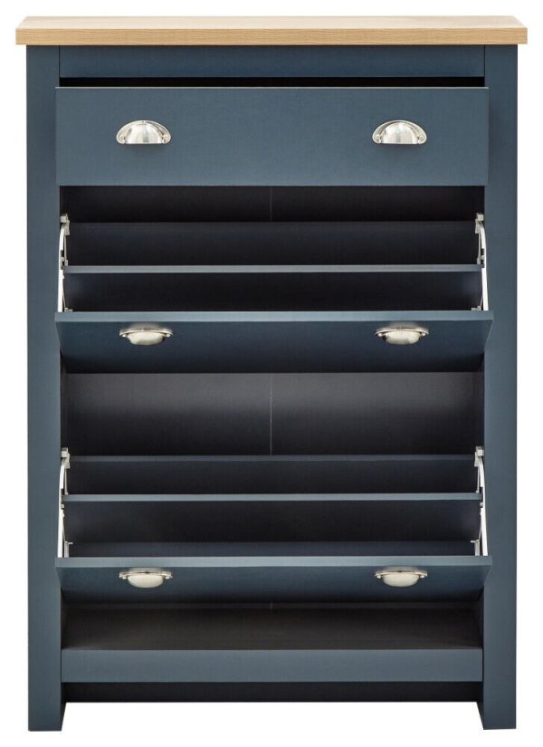 LANCASTER 2DR 1DRW SHOE CABINET SLATE BLUE - Image 5