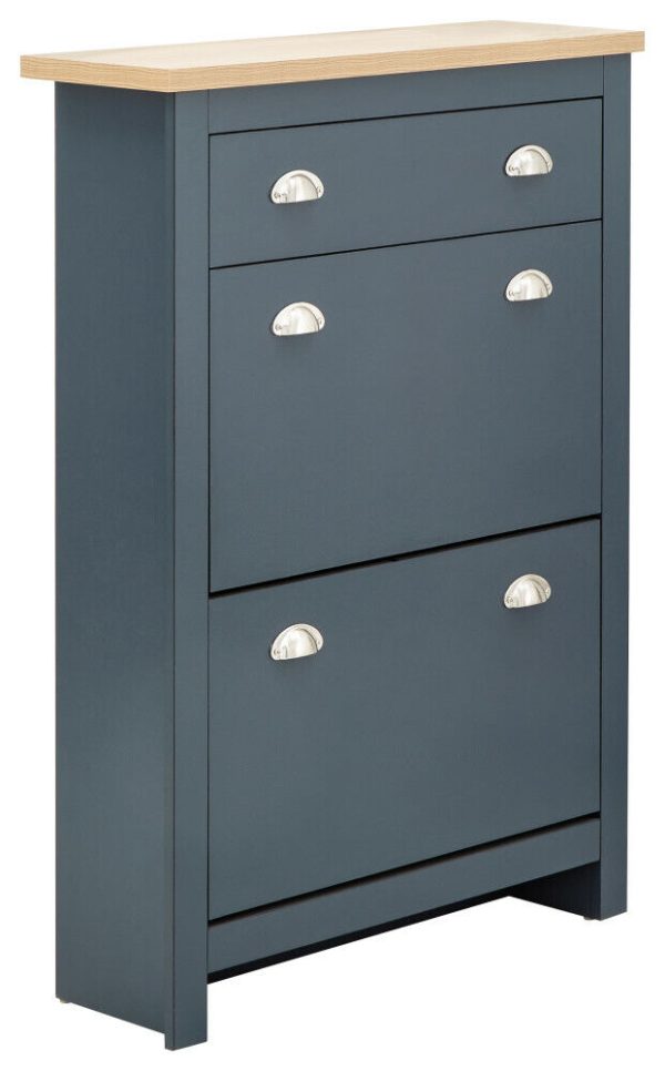 LANCASTER 2DR 1DRW SHOE CABINET SLATE BLUE