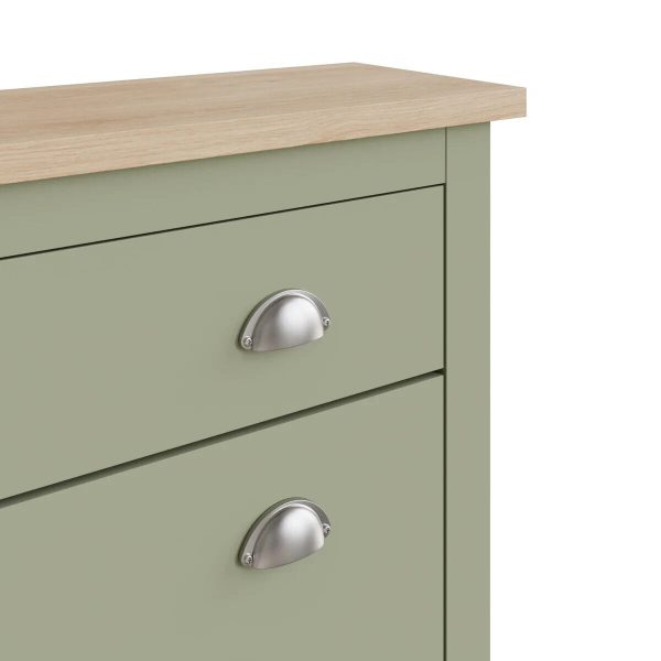 Lancaster 2 Door 1 Drawer Shoe Cabinet Storage Unit Hallway Sage Green and Oak - Image 4