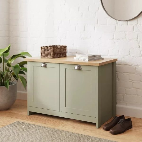 Lancaster Shoe Storage Cabinet 4 Shelves Sideboard Hallway Living Sage Green - Image 7