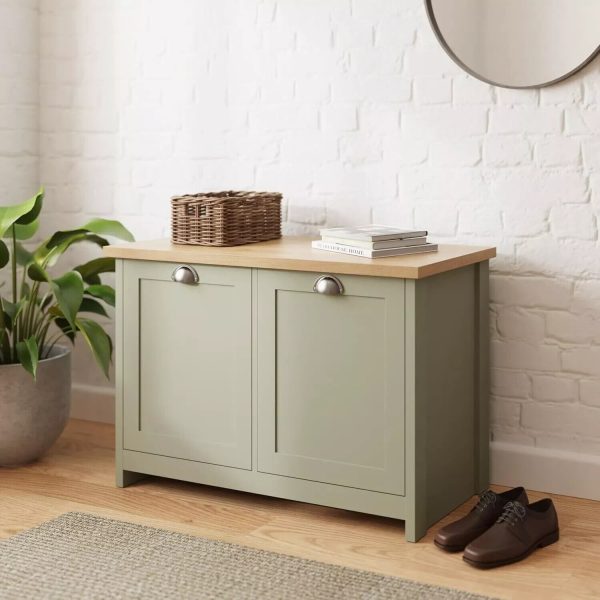 Lancaster Shoe Storage Cabinet 4 Shelves Sideboard Hallway Living Sage Green - Image 8