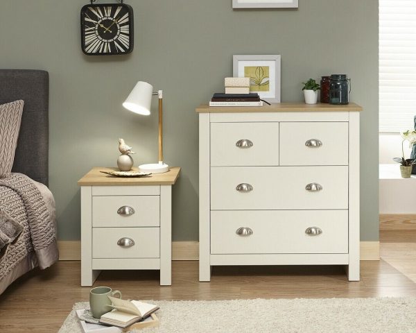 Lancaster bedroom furniture 2+2 drawer chest of 4 drawers Cream - Image 3