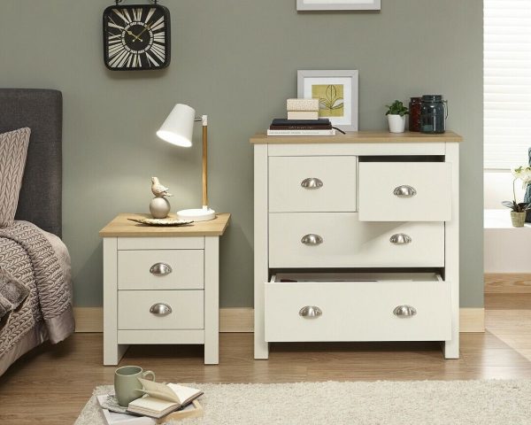 Lancaster bedroom furniture 2+2 drawer chest of 4 drawers Cream - Image 4