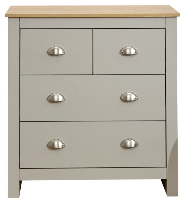 Lancaster bedroom furniture 2+2 drawer chest of 4 drawers- Grey - Image 12