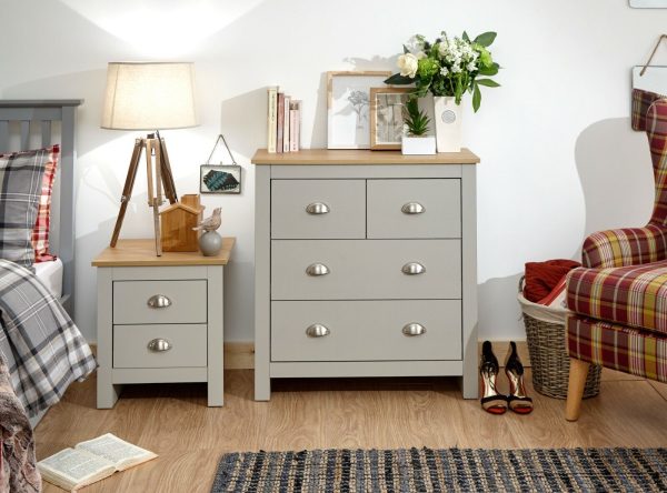 Lancaster bedroom furniture 2+2 drawer chest of 4 drawers- Grey - Image 3