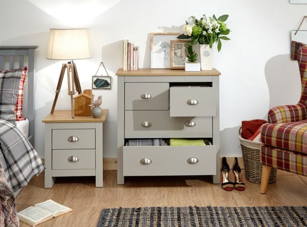 Lancaster bedroom furniture 2+2 drawer chest of 4 drawers- Grey - Image 4