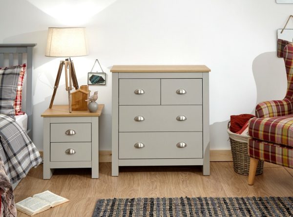 Lancaster bedroom furniture 2+2 drawer chest of 4 drawers- Grey - Image 5