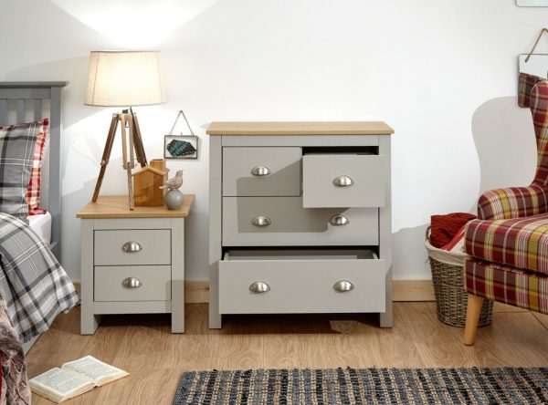 Lancaster bedroom furniture 2+2 drawer chest of 4 drawers- Grey - Image 6