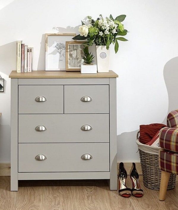 Lancaster bedroom furniture 2+2 drawer chest of 4 drawers- Grey