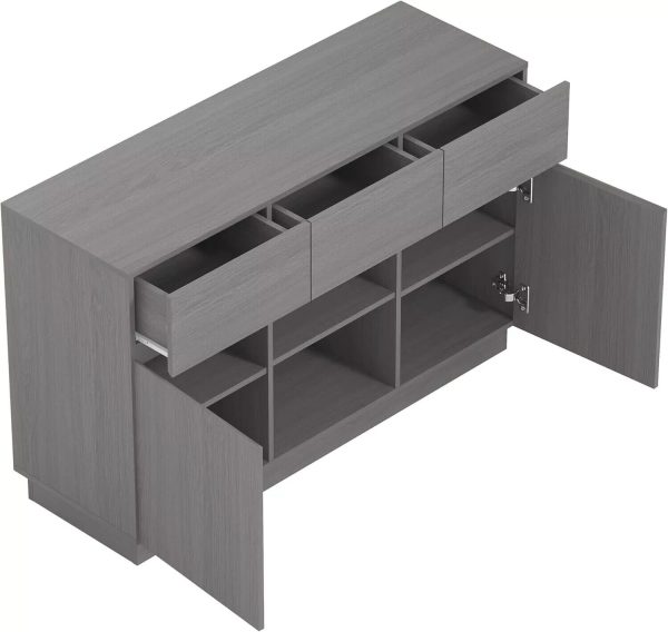 Large 2 Door 3 Drawer Sideboard Loads of Storage cool grey 75x118x40cm - Image 4