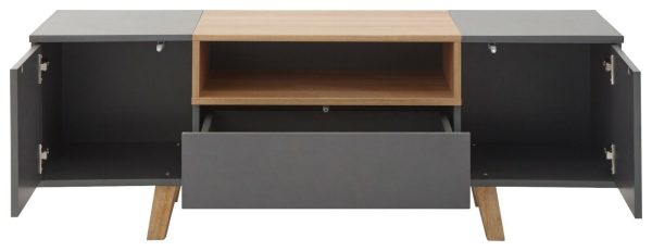 MODENA LARGE TV STAND MEDIA UNIT CABINET GREY - Image 5