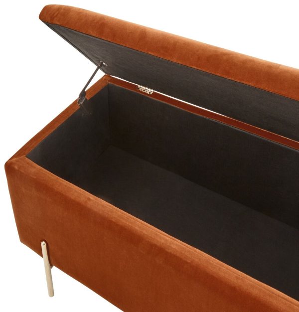 MYSTICA UPHOLSTERED OTTOMAN BOX STORAGE BENCH FABRIC BLANKET BOX STOOL RUSSET - Image 11