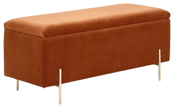 MYSTICA UPHOLSTERED OTTOMAN BOX STORAGE BENCH FABRIC BLANKET BOX STOOL RUSSET - Image 5