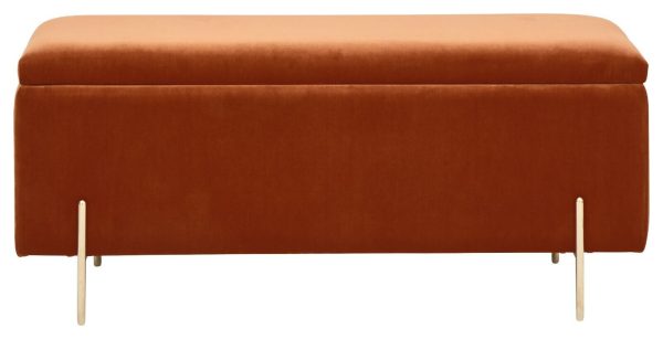 MYSTICA UPHOLSTERED OTTOMAN BOX STORAGE BENCH FABRIC BLANKET BOX STOOL RUSSET - Image 7