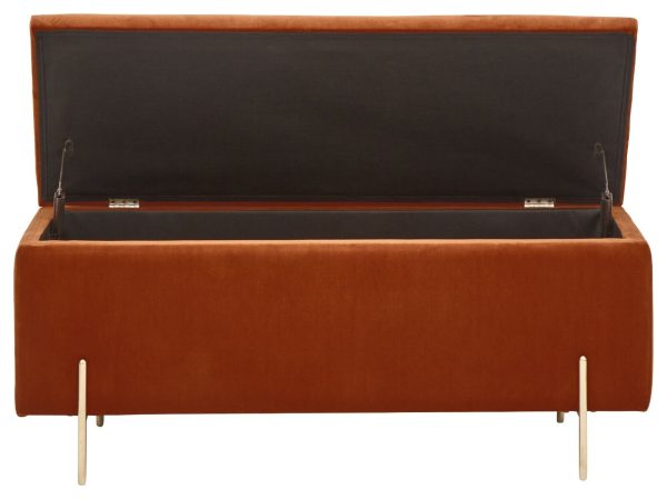 MYSTICA UPHOLSTERED OTTOMAN BOX STORAGE BENCH FABRIC BLANKET BOX STOOL RUSSET - Image 8