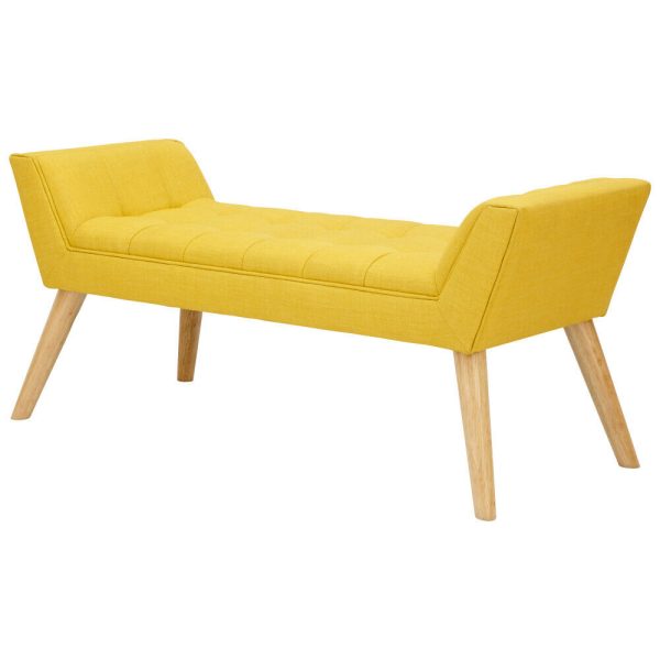 Milan Window Seat Bench Fabric Retro Styled Legs Mustard Yellow - Image 3