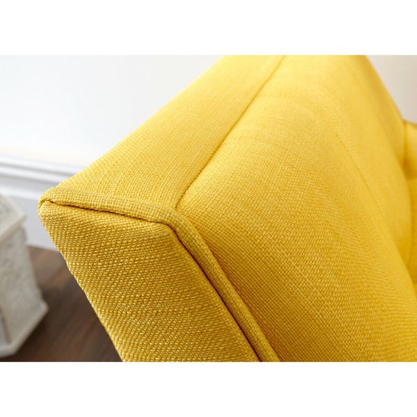 Milan Window Seat Bench Fabric Retro Styled Legs Mustard Yellow - Image 5