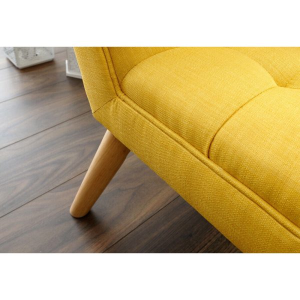 Milan Window Seat Bench Fabric Retro Styled Legs Mustard Yellow - Image 7